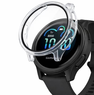 Hoesje + Screenprotector Garmin Vivoactive 6 – Gehard Glas Cover + Shock Proof Case – Transparant