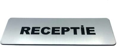 Deurbordje met tekst Receptie incl. 3M-tape plakstrip - Namengigant Deur Tekstbordje - Deur - incl. 3M-tape plakstrip - Bordje - RVS Look - 150 mm x 50 mm x 1,6 mm - 5 jaar Garantie
