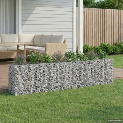 vidaXL - Gabion - verhoogd - bed - 2 - st - 330 - x - 50 - x - 80 - cm - Gegalvaniseerd - staal