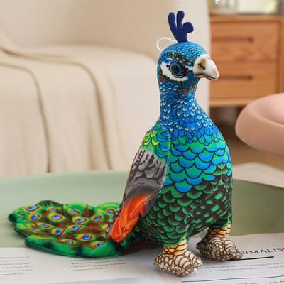Schattig Gesimuleerd Groene Pauw Pluche Speelgoed Blauwe Pauw Pop Decoratief Ornament Cadeau Vogel Pop Dierentuin Souvenir Ornament Po Rekvisieten blue