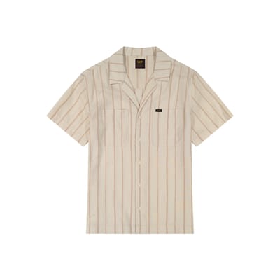 Lee Camp 2 Pocket Relaxed Fit Overhemd Met Korte Mouwen Beige L Man