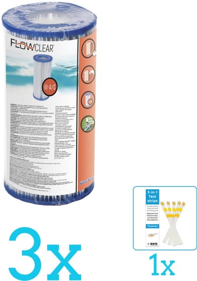 Bestway - Flowclear - Filtercartridge Type III - Volumebundel - Filter - 3-delig
