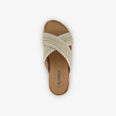 Blue Box dames slippers met strass steentjes goud - Maat 36