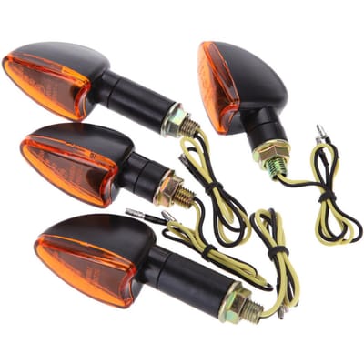 Feu clignotant avant et arrière ambre pour moto, 4 pièces, 12V black