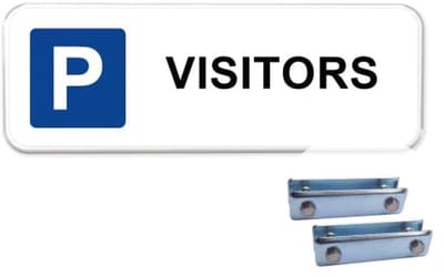 Parkeerbord Visitors - Weerbestendig Aluminium - 40x15 cm - Bevestiging: Met hekbeugels (voor spijlen- of gaashek)