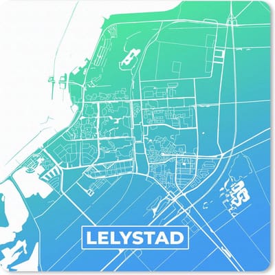 Muismat 20x20 cm - Mousepad Stadskaart - Lelystad - Nederland - Blauw - Muismatten