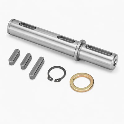 Enkelvoudige asuitgang met een diameter van 18 mm en lengte van 128 mm voor NMRV040 wormreductoren, inclusief 7 accessoires en hoogwaardige legering staal