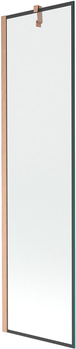 Mexen Next badwand scherm 1-delig 50 x 150 , zwart frame, geborsteld koper - 895-050-000-00-70-65