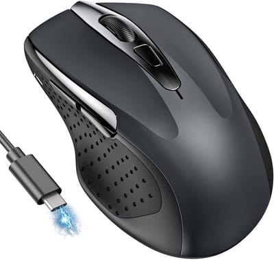 StayPowered Bluetooth Muis - Stil en Efficiënt Werken op Elk Apparaat - 4800 DPI - Dual Connectiviteit (Bluetooth + 2.4G) - Oplaadbaar via USB-C - Ergonomisch Ontwerp - 6 DPI-Niveaus - Zwart - Levering Sneller dan Aangegeven!