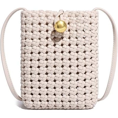 Windmolenknoop Verticale Mobiele Telefoontas, Kleine en Unieke Crossbody Tas, Veelzijdige Sleutel-, Kleingeld- en Schoudertas white