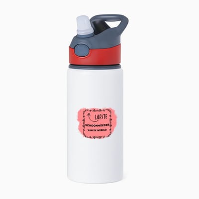 Hacebo® - de liefste schoonmoeder van de wereld waterfles met rietje rood - Schoonmoeder - de liefste schoonmoeder - Moeder cadeautjes - moederdag - verjaardag - geschenk - kado - water fles - 650ML