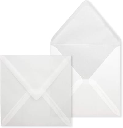 Vierkante Enveloppen - Wenskaarten Enveloppen - Uitnodigingen Versturen - Transparant Wit Papier - 15 x 15 cm - Transparant Wit