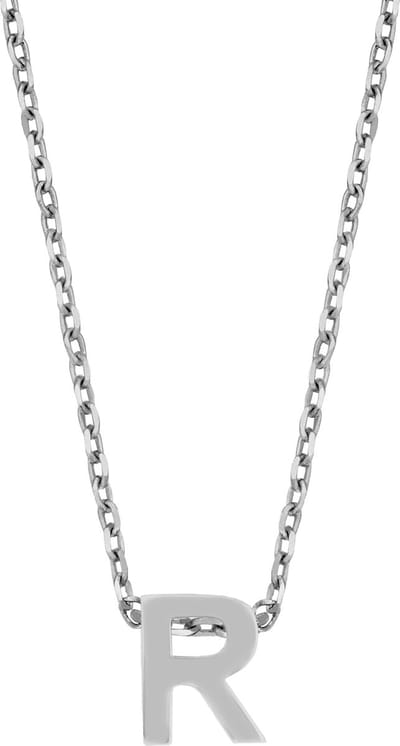 Cadeau voor haar New Bling 9NB-907R Zilveren Ketting Dames - letterhanger - R - Initiaal sieraad - Zilverkleurig