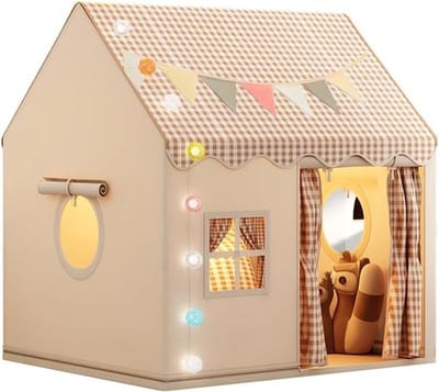 Kinder Speeltent - Prinsessen Speeltent met Raam - Decoratie voor De Speelkamer - Interactieve Spelletjes voor Binnen - Cadeau voor Kinderen - Speeltenten (Khaki)