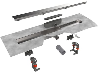 Easy Drain Compact 30 Modulo Stone douchegoot set waterslot 30mm 90cm inbouw diepte 70mm met zijuitloop
