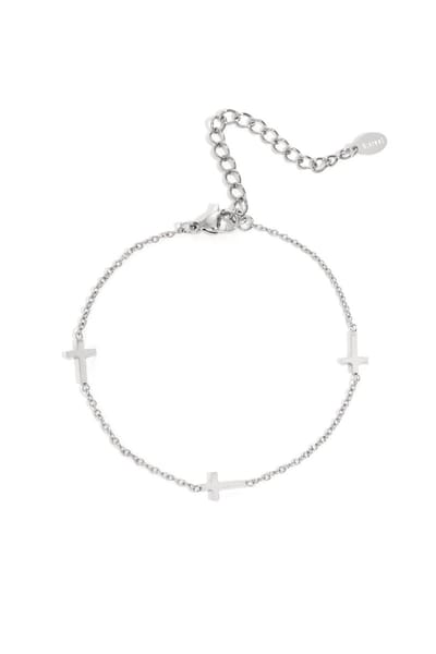 Roestvrijstalen kettingarmband - met kruis - Casual - Dagelijks - Damessieraden - Verkleurt niet - Roestvrij staal - Goudlief.nl