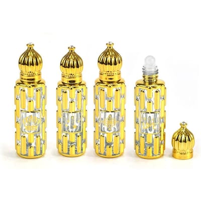 Bouteille Vintage Transportable Luxe 15ml Bouteille d'Huile Essentielle Bouteilles à Bille Roll-on Vides Flacon d'Échantillon Doré Bronzage Roll-on 1pc random yellow