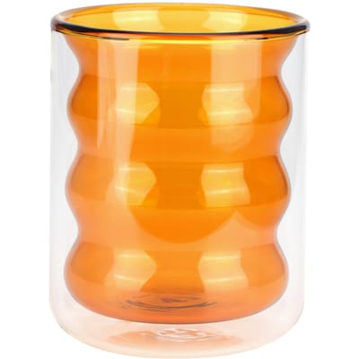 Mug en Verre Double Paroi 200ml Résistant à la Chaleur Tasse Spirale Tridimensionnelle pour Bureau Maison École(Bleu ) orange