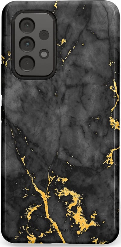 Casetastic hoesje geschikt voor Samsung Galaxy A53 (2022) 5G - Dubbellaagse bescherming - Zwarte Marmer Goud - Fashion Case - Zwart Goud
