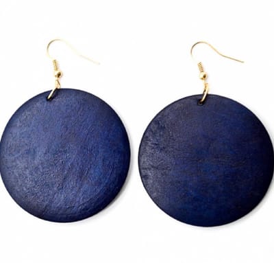 Zilveren oorhangers- Blauw -6 cm- hout Tordis- Charme Bijoux