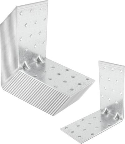 SOTECH 20-delige set hoekbeugels, hoekverbinders, 100 × 100 × 60 mm met 2 ribben (versteviging), 90°, materiaaldikte 2,5 mm, zware hoekbeugels van thermisch verzinkt staal, hoekbeugels