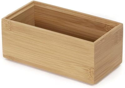 Famanu - Bamboe lade organizer extra klein, stapelbare houten opbergdoos voor make-up, sieraden en badkameropslag, Osaka stijl bruin