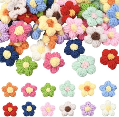 Gehaakte Bloem Patches - Bloem Applicaties Gebreide Bloemblaadjes - Kleding Decoreren - Handgehaakte Stijl - 48 Stuks - 12 Kleuren