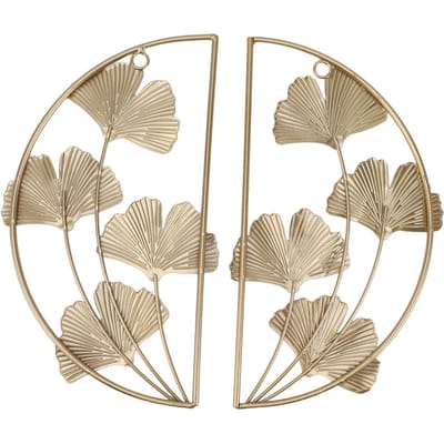 Gouden Ginkgo Blad Wanddecoratie Gouden IJzerkunst Wandsculptuur Wanddecoratie voor Woonkamer beige
