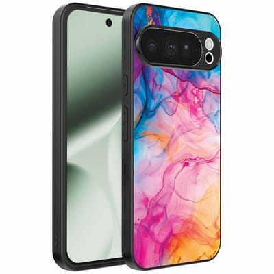 Geschikt voor Google Pixel 10 Pro XL Telefoonhoesje met Regenboog Acryl Marmer Opdruk - TPU Backcover Case Rainbow Acrylic Marble Design - Smartphonica geschikt voor Google Pixel 10 Pro XL