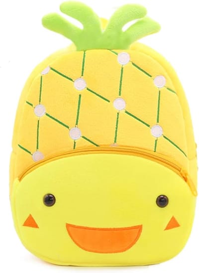 BoefieBoef Ananas Kinder Rugzak – Pluche Peuter- Kleuter rugtas 0-5 Jaar – Groente & Fruit is Gezond & Fit – Ergonomisch & Wasbaar – Baby Backpack – Jongens & Meisjes – Schooltas, Gymtas, Peuterspeelzaal & BSO – Cadeau Verjaardag - Carnaval - Geel