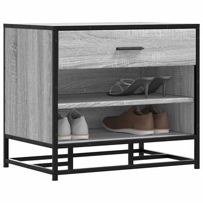vidaXL - Schoenenbank - 60x40x53,5 - cm - bewerkt - hout - en - metaal - grijs - sonoma