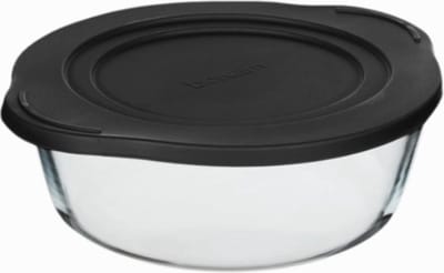 Pasabhce - Borcam ronde ovenschaal met zwarte deksel - 2200cc
