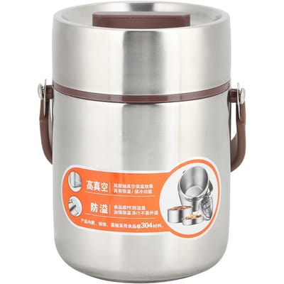 Voedselkwaliteit Roestvrij Staal Geïsoleerde Lunchbox Grote Capaciteit Voedselcontainer voor School Kantoor 1.6L gray