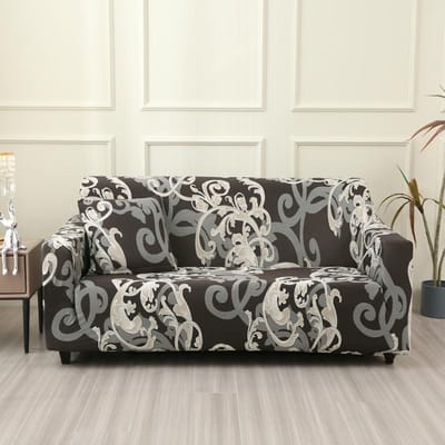 Stretch Sofahoes Universeel Bedrukt Sofa Slipcover Loveseat Bankhoes Polyester Meubelbeschermer Hoes met 1 stuk kussensloop 1-seater 90-140cm gray