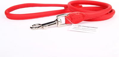 Dog's Companion - Leren Hondenriem - Lengte: 180 cm x 12 mm - Rood