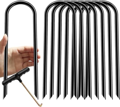 Trampoline Haringen - Windpalen Ankers - Trampoline Stabiliseren - Zwaar Verzinkt Staal - 30 cm Lengte - Zwart