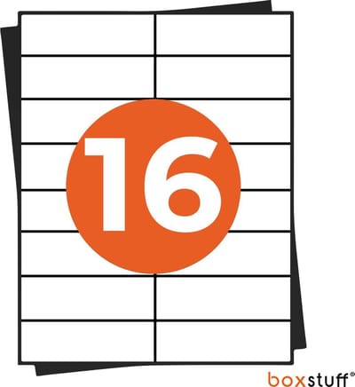 A4 Stickervellen - Adres Etiketten Stickers - Geschikt Inktjet en Laser Printers - 16 Per Vel - 105x37MM