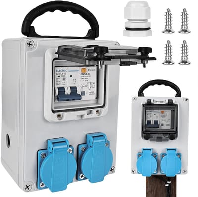 Bouwstroomverdeler - Stroomverdeler Kast - Veilig Stroom Verdelen - IP67 Waterdicht - 2x 16A Stopcontact - Gebroken Wit