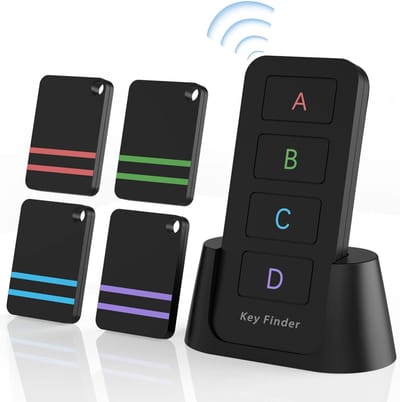 PolkaHome® Sleutelvinder – Sleutelhanger, Tracker Tag, Sleutel Tracer, Key Finder, Sleutel vinder, Sleutelzoeker met 4 Sleutelhanger Ontvangers