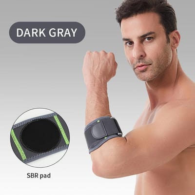 Gtubike 1 Stuk Tennis Golfbal Elleboogband Onderarm Steunband Compressie Elleboogband Compressie Pad Elleboogsteun Geschikt Voor Pijnverlichting donkergrijze kleur