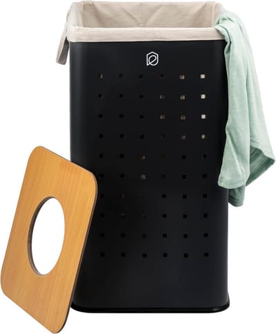 Hoekige wasmand 50 liter met uitneembare waszak en deksel
