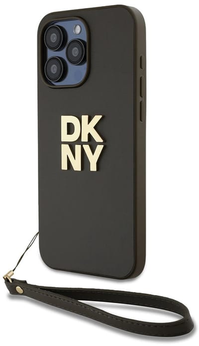 DKNY, Hoesje geschikt voor iPhone 14 Pro Max - met Metalen Logo & Polskoord, Bruin