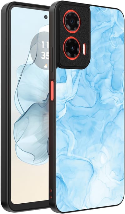 Smartphonica Telefoonhoesje Geschikt voor Motorola Moto G04 - G24 - G24 Power - E14 met marmer opdruk - TPU backcover case marble design - Lichtblauw