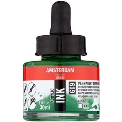 Amsterdam Acrylic Ink Fles 30 ml Permanentgroen Donker 619
