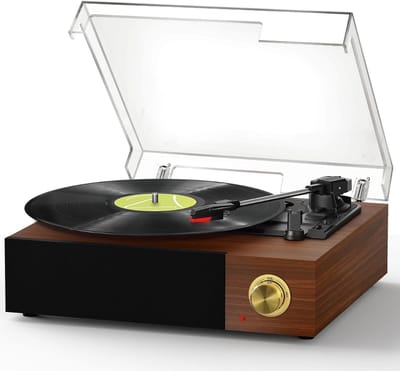 SCH® Platenspeler met Speakers - Platenspeler - Bruin - ‎32cm x 29cm x 13cm