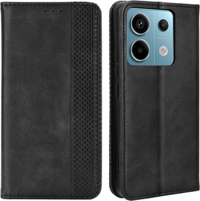 Coverup Hoesje - Geschikt voor Xiaomi Poco X6 / Redmi Note 13 Pro 5G Hoesje - Coverup Vintage Style Book Case - Zwart