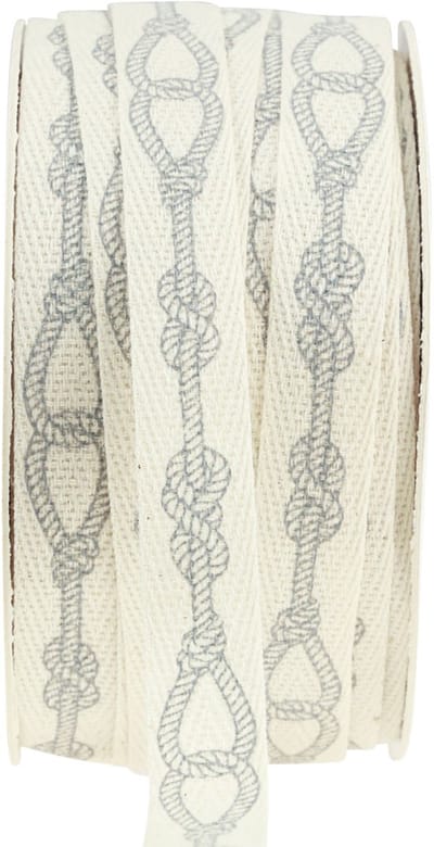 Decoratief lint maritiem katoenen lint crème touwen 15mm 20m