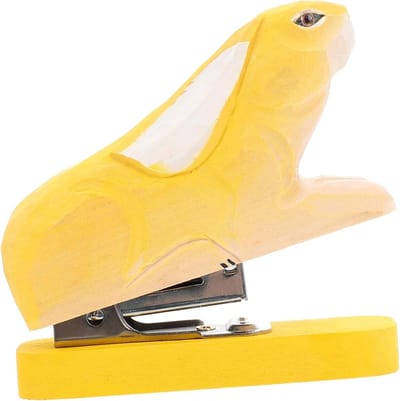 Houten Dieren Nietmachine - Bureauaccessoire - Papier Bevestigen - Handgemaakt Design - 2 Stuks - Geel