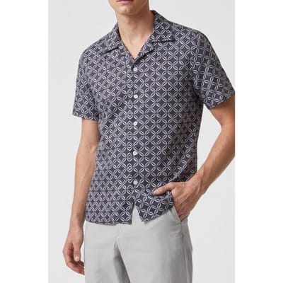 Reiss Printed Cuban Collar Blue Print Maat: XS | Casual Overhemden Outlet | Heren | Blauw