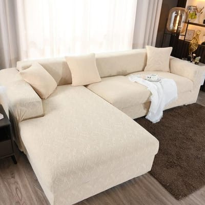 All-inclusive bankhoes van verdikte jacquard effen kleur woonkamerbankhoes stofdichte combinatie verkrijgbaar in vier seizoenen S 1seater 90-140cm beige